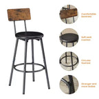 JVNOXK Ensemble table de bar et chaises de 160 cm, comprend 3 tabourets de bar rembourrés en PU, style industriel, convient aux salons, marron foncé