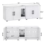Meuble de litière double pour 2 chats, meuble TV, surface étanche facile à nettoyer, loquets d'armoire et rainures de rangement, mobilier pour animaux de compagnie pour le salon