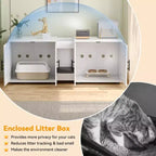 Meuble de litière double pour 2 chats, meuble TV, surface étanche facile à nettoyer, loquets d'armoire et rainures de rangement, mobilier pour animaux de compagnie pour le salon