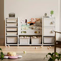 Toy Storage Organizer for Kids, 8 Removable Bins, 4-Tier Bookshelf, 2 Cabinets, Multi-Purpose Children's Shelf for Playroom