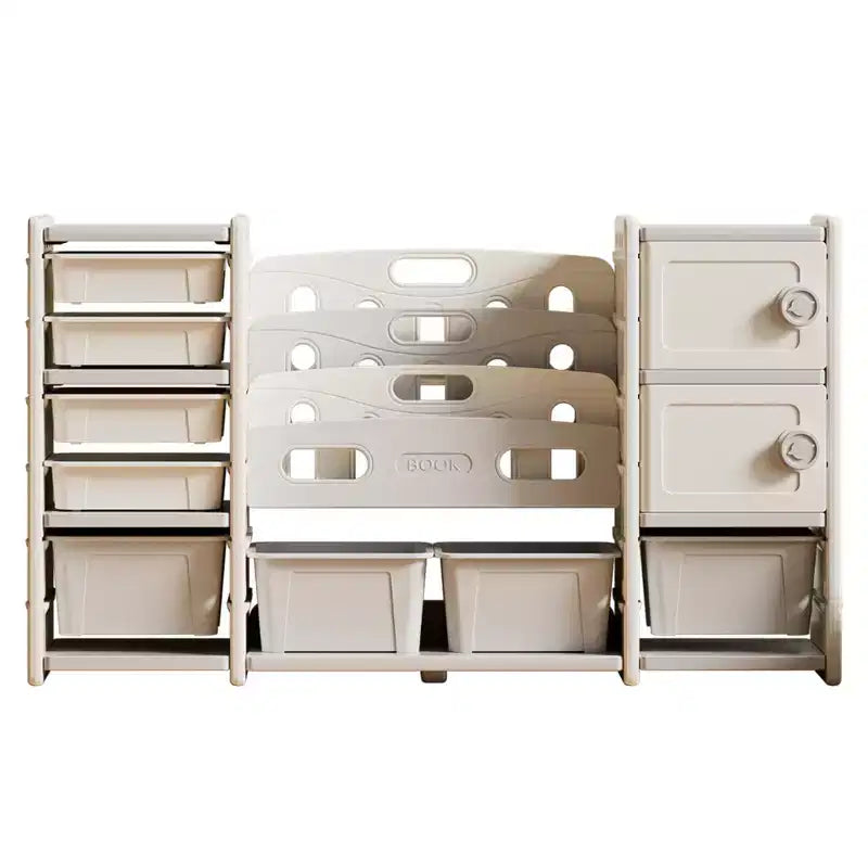 Meuble de rangement pour jouets pour enfants, 8 bacs amovibles, étagère à livres à 4 niveaux, 2 armoires, étagère multifonctionnelle pour salle de jeux