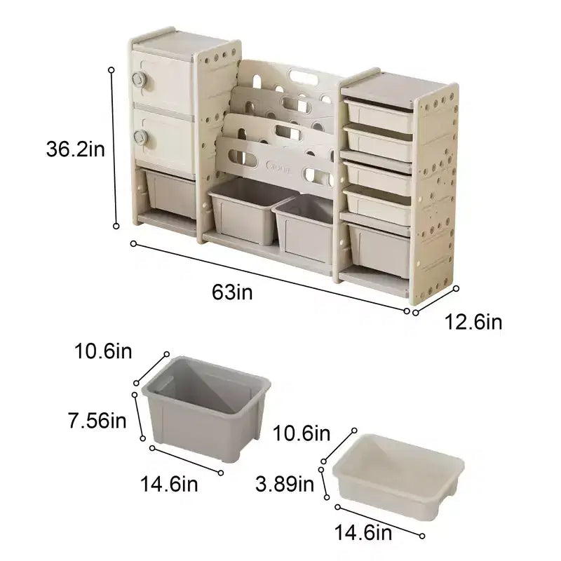 Meuble de rangement pour jouets pour enfants, 8 bacs amovibles, étagère à livres à 4 niveaux, 2 armoires, étagère multifonctionnelle pour salle de jeux