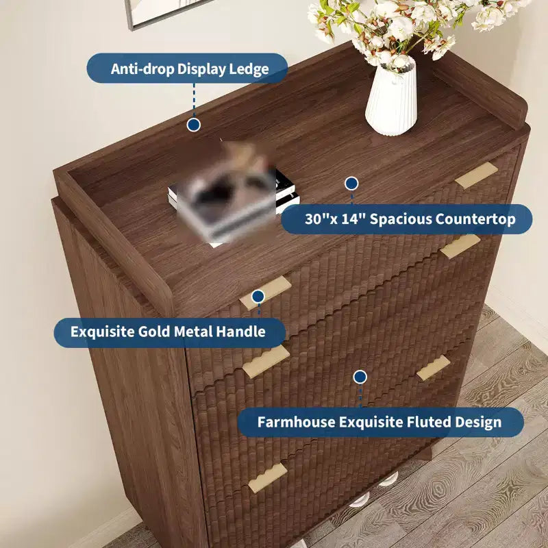 Meuble de Rangement à Chaussures Cannnelé avec 2 Tiroirs Basculants, Meuble à Chaussures Discret Autoportant de 122 cm de Haut, Meuble à Chaussures Étroit pour Couloir et Salon