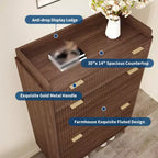 Meuble de Rangement à Chaussures Cannnelé avec 2 Tiroirs Basculants, Meuble à Chaussures Discret Autoportant de 122 cm de Haut, Meuble à Chaussures Étroit pour Couloir et Salon