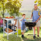 Table en acier inoxydable, table de travail robuste à 2 niveaux certifiée NSF avec étagère inférieure réglable, table de préparation utilitaire résistante à la rouille