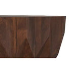 Table basse contemporaine Oakcrest en bois de manguier massif, motif polygonal, largeur 86 cm, entièrement assemblée