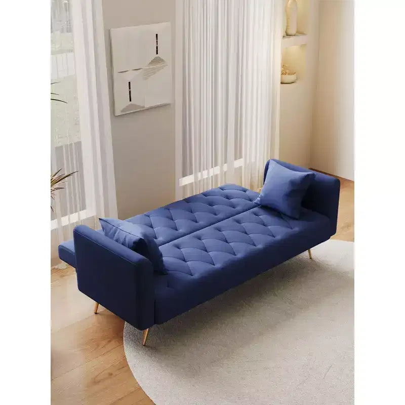 Okak Canapé-lit convertible touffeté de style américain avec dossier réglable, canapé-lit rembourré en velours pour salon, appartement