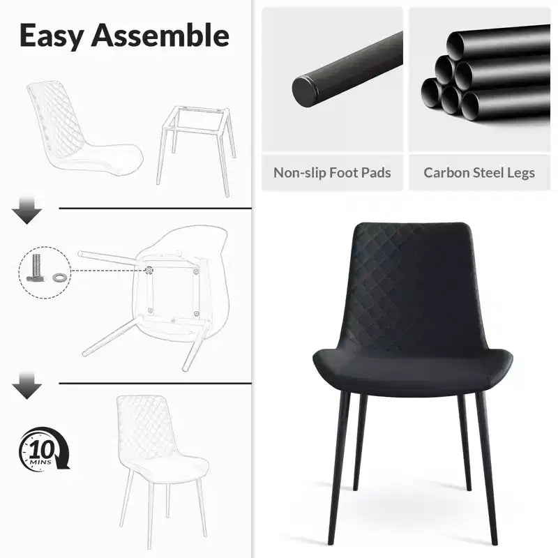 TUYOHW Lot de 2/4 chaises de salle à manger en cuir PU avec pieds en métal, chaises de cuisine et salle à manger imperméables avec pieds résistants aux rayures, capacité de 136 kg