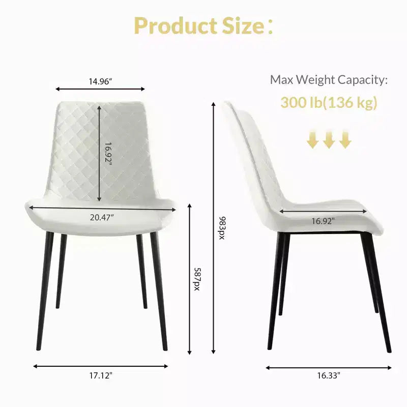 TUYOHW Lot de 2/4 chaises de salle à manger en cuir PU avec pieds en métal, chaises de cuisine et salle à manger imperméables avec pieds résistants aux rayures, capacité de 136 kg