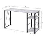 Bureau d'écriture TUYOHW avec finition chêne vieilli, table d'écriture avec étagères à 2 niveaux, base ouverte en métal, bureau d'étude rectangulaire pour bureau à domicile, chambre à coucher