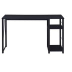 Bureau d'écriture TUYOHW avec finition chêne vieilli, table d'écriture avec étagères à 2 niveaux, base ouverte en métal, bureau d'étude rectangulaire pour bureau à domicile, chambre à coucher