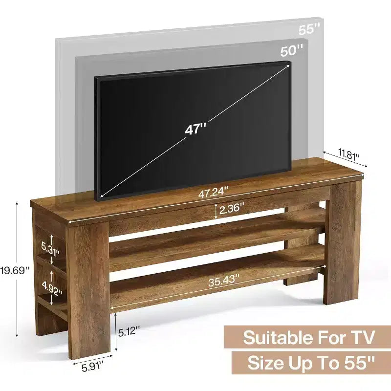 Meuble TV Lantine pour téléviseurs jusqu'à 55 pouces, centre de divertissement avec étagères de rangement ouvertes, table console multimédia moderne pour salon, chambre à coucher