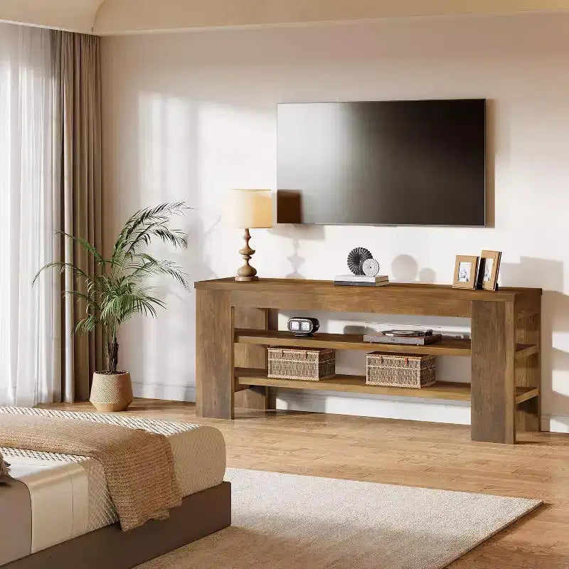Meuble TV Lantine pour téléviseurs jusqu'à 55 pouces, centre de divertissement avec étagères de rangement ouvertes, table console multimédia moderne pour salon, chambre à coucher