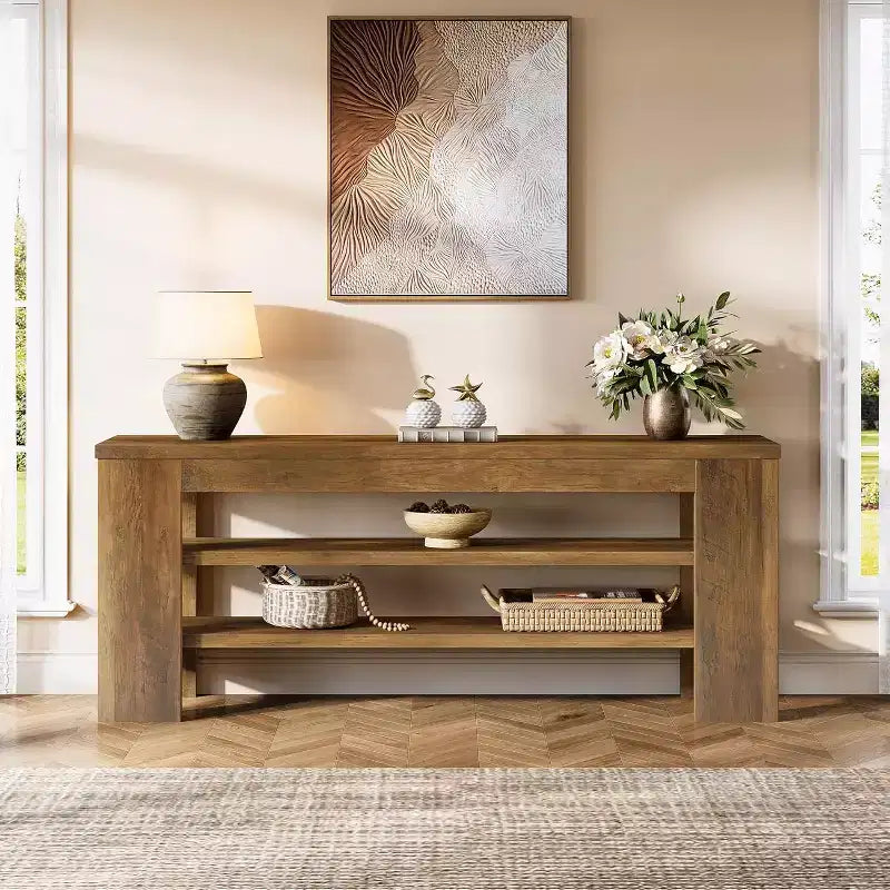 Meuble TV Lantine pour téléviseurs jusqu'à 55 pouces, centre de divertissement avec étagères de rangement ouvertes, table console multimédia moderne pour salon, chambre à coucher