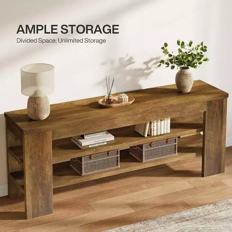 Meuble TV Lantine pour téléviseurs jusqu'à 55 pouces, centre de divertissement avec étagères de rangement ouvertes, table console multimédia moderne pour salon, chambre à coucher