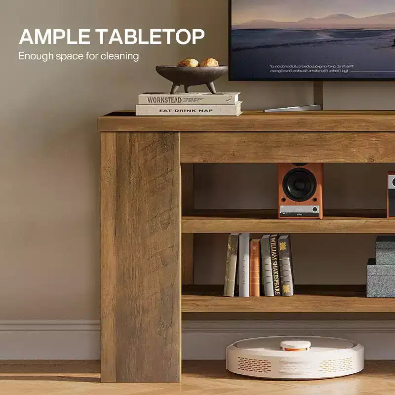 Meuble TV Lantine pour téléviseurs jusqu'à 55 pouces, centre de divertissement avec étagères de rangement ouvertes, table console multimédia moderne pour salon, chambre à coucher