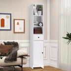Meuble de rangement haut de salle de bain, Armoire étroite et mince autoportante, Organisateur de rangement au sol pour petits espaces, Salon, Cuisine, Entrée