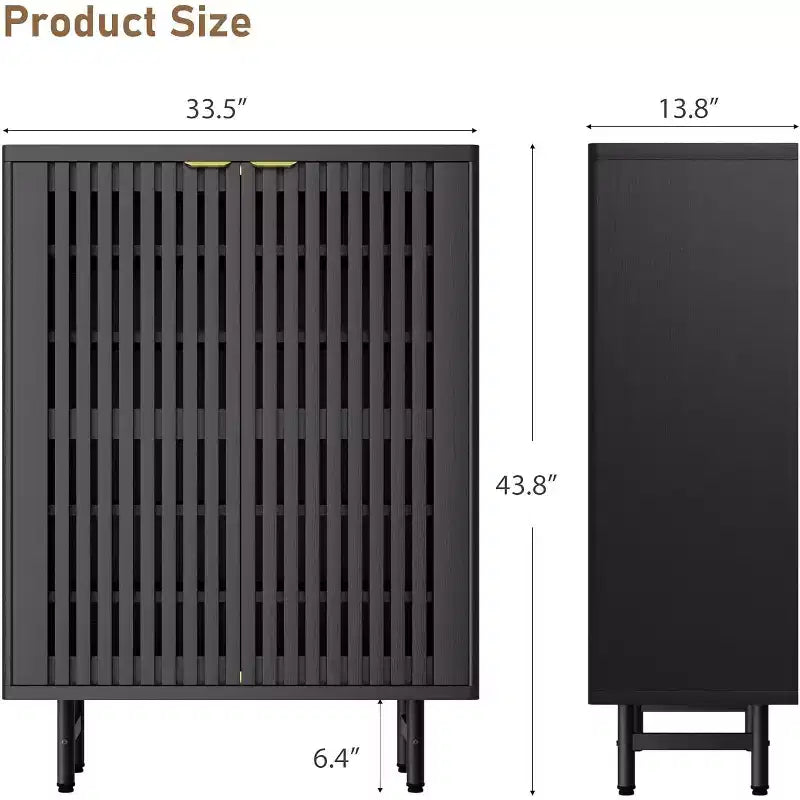 COZONY Meuble à chaussures étroit avec portes persiennes respirantes, range-chaussures moderne à 6 niveaux avec rangement caché, armoire d'entrée autoportante pour placard et couloir, Noir