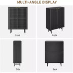 COZONY Meuble à chaussures étroit avec portes persiennes respirantes, range-chaussures moderne à 6 niveaux avec rangement caché, armoire d'entrée autoportante pour placard et couloir, Noir
