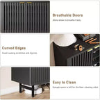 COZONY Meuble à chaussures étroit avec portes persiennes respirantes, range-chaussures moderne à 6 niveaux avec rangement caché, armoire d'entrée autoportante pour placard et couloir, Noir