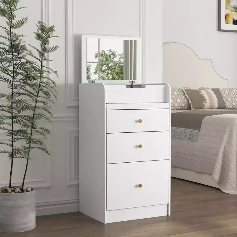Coiffeuse avec miroir, petite coiffeuse avec compartiment de rangement, 2 tiroirs et tabouret dissimulé, coiffeuse moderne peu encombrante
