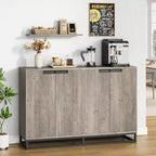 Buffet vaisselier de 140 cm, meuble d'appoint avec 4 portes et étagères réglables, meuble de rangement pour cuisine, salle à manger, entrée, salon