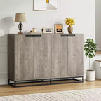 Buffet vaisselier de 140 cm, meuble d'appoint avec 4 portes et étagères réglables, meuble de rangement pour cuisine, salle à manger, entrée, salon