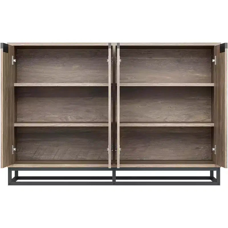 Buffet vaisselier de 140 cm, meuble d'appoint avec 4 portes et étagères réglables, meuble de rangement pour cuisine, salle à manger, entrée, salon