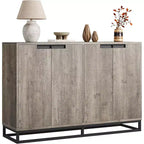 Buffet vaisselier de 140 cm, meuble d'appoint avec 4 portes et étagères réglables, meuble de rangement pour cuisine, salle à manger, entrée, salon