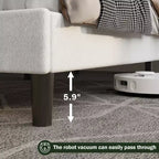 Cadre de lit plateforme rembourré blanc Queen Size Tête de lit Teddy Bouclé Nuage Doux Design moderne Guimauve Pas besoin de sommier Support sans bruit