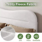 Cadre de lit plateforme rembourré blanc Queen Size Tête de lit Teddy Bouclé Nuage Doux Design moderne Guimauve Pas besoin de sommier Support sans bruit