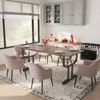Table à manger de 180 cm, pieds de support en métal lourd, table de cuisine type pied de verre à vin, plateau en bois épaissi résistant à l'usure pour salle à manger