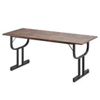 Table à manger de 180 cm, pieds de support en métal lourd, table de cuisine type pied de verre à vin, plateau en bois épaissi résistant à l'usure pour salle à manger