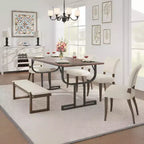 Table à manger de 180 cm, pieds de support en métal lourd, table de cuisine type pied de verre à vin, plateau en bois épaissi résistant à l'usure pour salle à manger
