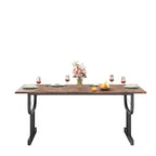 Table à manger de 180 cm, pieds de support en métal lourd, table de cuisine type pied de verre à vin, plateau en bois épaissi résistant à l'usure pour salle à manger