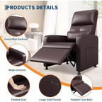 Fauteuil inclinable électrique Acekool, inclinable en cuir PU réglable avec port USB, poches latérales, canapé individuel ergonomique pour salon, cinéma maison