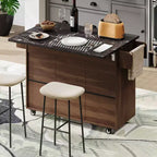 Chariot d'îlot de cuisine sumyeg avec rangement pour poubelle, abattant, porte-épices, porte-serviettes et tiroir, desserte roulante avec étagère réglable pour la cuisine