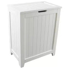 Redmon Contemporary Wooden Clothes Hamper for Bedroom and Laundry Room, White