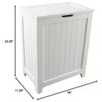 Panier à linge en bois contemporain Redmon pour chambre et buanderie, blanc