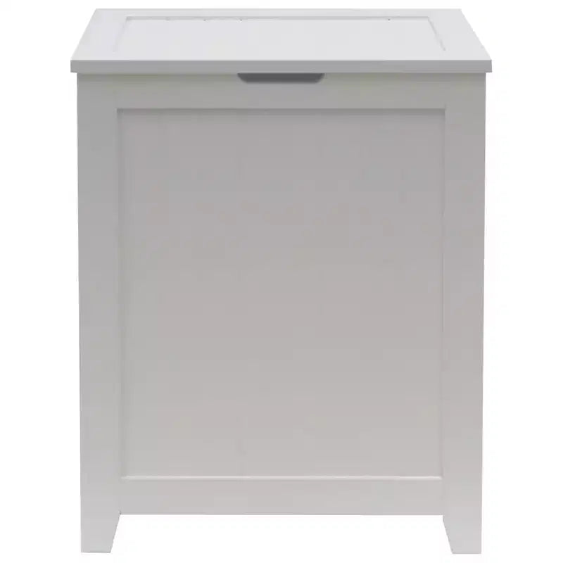 Panier à linge en bois contemporain Redmon pour chambre et buanderie, blanc