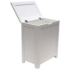 Panier à linge en bois contemporain Redmon pour chambre et buanderie, blanc