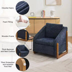 TUYOHW Fauteuil d'appoint moderne avec coussin et dossier en chenille, canapé simple avec cadre latéral en bois, fauteuils d'appoint pour salon, chambre à coucher