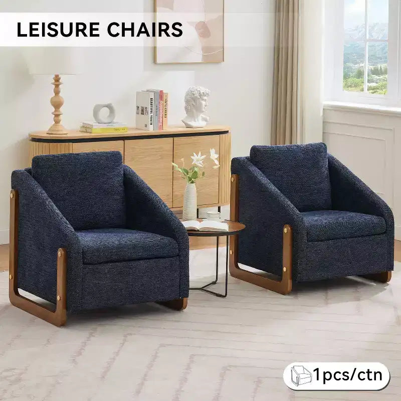TUYOHW Fauteuil d'appoint moderne avec coussin et dossier en chenille, canapé simple avec cadre latéral en bois, fauteuils d'appoint pour salon, chambre à coucher