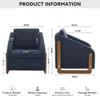 TUYOHW Fauteuil d'appoint moderne avec coussin et dossier en chenille, canapé simple avec cadre latéral en bois, fauteuils d'appoint pour salon, chambre à coucher