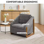 TUYOHW Fauteuil d'appoint moderne avec coussin et dossier en chenille, canapé simple avec cadre latéral en bois, fauteuils d'appoint pour salon, chambre à coucher