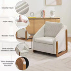 TUYOHW Fauteuil d'appoint moderne avec coussin et dossier en chenille, canapé simple avec cadre latéral en bois, fauteuils d'appoint pour salon, chambre à coucher