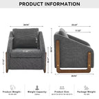 TUYOHW Fauteuil d'appoint moderne avec coussin et dossier en chenille, canapé simple avec cadre latéral en bois, fauteuils d'appoint pour salon, chambre à coucher
