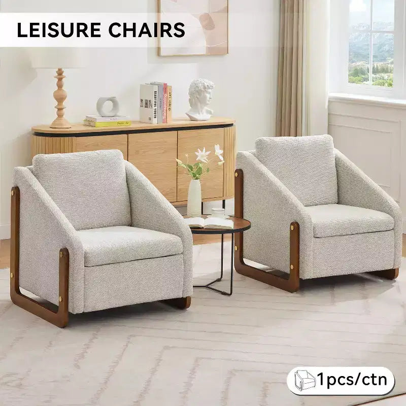 TUYOHW Fauteuil d'appoint moderne avec coussin et dossier en chenille, canapé simple avec cadre latéral en bois, fauteuils d'appoint pour salon, chambre à coucher