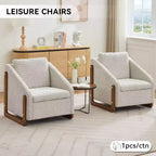 TUYOHW Fauteuil d'appoint moderne avec coussin et dossier en chenille, canapé simple avec cadre latéral en bois, fauteuils d'appoint pour salon, chambre à coucher