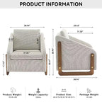 TUYOHW Fauteuil d'appoint moderne avec coussin et dossier en chenille, canapé simple avec cadre latéral en bois, fauteuils d'appoint pour salon, chambre à coucher